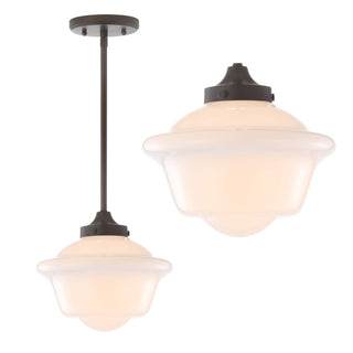 Kurtz School House Adjustable Drop Metal/Glass LED Pendant