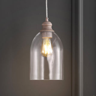 Fontaine 6.25" Adjustable Greige Glass LED Pendant - JONATHAN Y