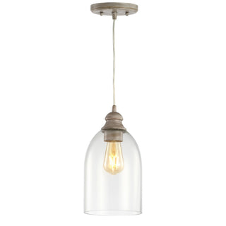 Fontaine 6.25" Adjustable Greige Glass LED Pendant - JONATHAN Y
