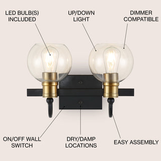 Marais Iron/Glass Rustic Vintage LED Vanity Light