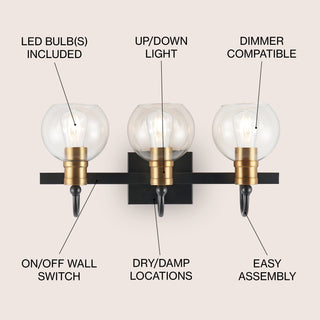 Marais Iron/Glass Rustic Vintage LED Vanity Light