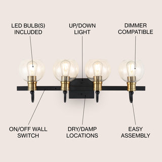 Marais Iron/Glass Rustic Vintage LED Vanity Light