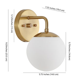 Louis Parisian Globe Metal/Frosted Glass Modern Contemporary LED Vanity - JONATHAN Y