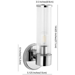 Cecil Tall Cylinder Iron/Striped Glass Modern Mid-Century LED Vanity - JONATHAN Y