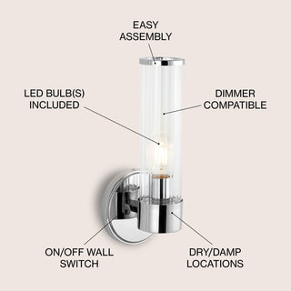 Cecil Tall Cylinder Iron/Striped Glass Modern Mid-Century LED Vanity - JONATHAN Y