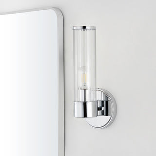 Cecil Tall Cylinder Iron/Striped Glass Modern Mid-Century LED Vanity - JONATHAN Y