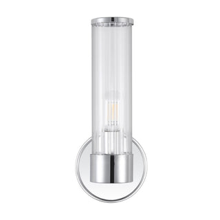 Cecil Tall Cylinder Iron/Striped Glass Modern Mid-Century LED Vanity - JONATHAN Y