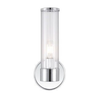 Cecil Tall Cylinder Iron/Striped Glass Modern Mid-Century LED Vanity - JONATHAN Y