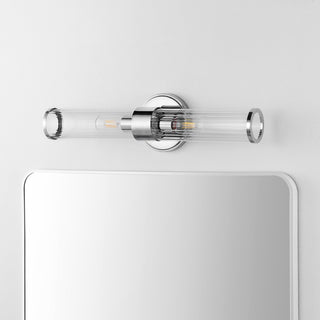 Cecil Tall Cylinder Iron/Striped Glass Modern Mid-Century LED Vanity - JONATHAN Y