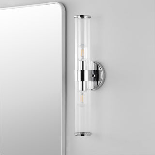 Cecil Tall Cylinder Iron/Striped Glass Modern Mid-Century LED Vanity - JONATHAN Y
