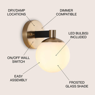 Modernist Globe Metal/Frosted Glass Modern Contemporary LED Vanity
