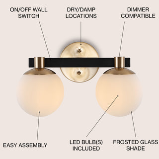 Modernist Globe Metal/Frosted Glass Modern Contemporary LED Vanity