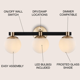 Modernist Globe Metal/Frosted Glass Modern Contemporary LED Vanity