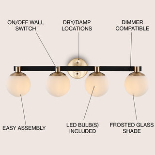 Modernist Globe Metal/Frosted Glass Modern Contemporary LED Vanity