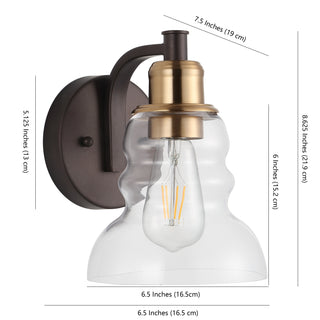 Manhattan Vintage Metal/Glass Industrial Rustic LED Vanity - JONATHAN Y