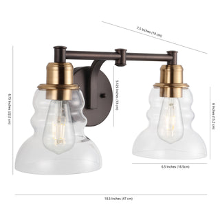 Manhattan Vintage Metal/Glass Industrial Rustic LED Vanity - JONATHAN Y