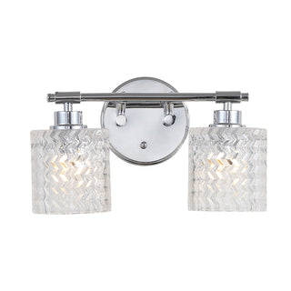 Spaulding Vintage Iron/Chevron Pattern Glass Farmhouse Cottage LED Vanity Light - JONATHAN Y