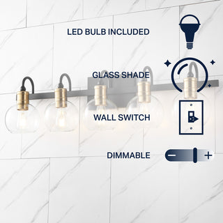 Marais Iron/Glass Rustic Vintage LED Vanity Light