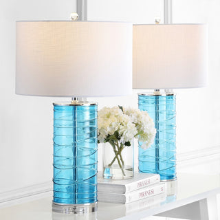 Cole 27.5" Modern Fused Glass Cylinder LED Table Lamp - JONATHAN Y