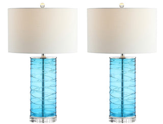 Cole 27.5" Modern Fused Glass Cylinder LED Table Lamp - JONATHAN Y