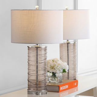Cole 27.5" Modern Fused Glass Cylinder LED Table Lamp - JONATHAN Y