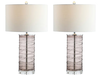 Cole 27.5" Modern Fused Glass Cylinder LED Table Lamp - JONATHAN Y