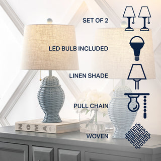 Margie Wicker 20.5"  Bohemian Rustic Iron LED Table Lamp - JONATHAN Y
