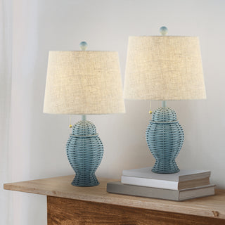 Margie Wicker 20.5"  Bohemian Rustic Iron LED Table Lamp - JONATHAN Y