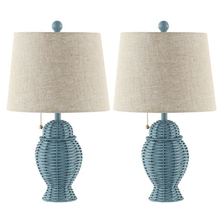 Margie Wicker 20.5"  Bohemian Rustic Iron LED Table Lamp - JONATHAN Y