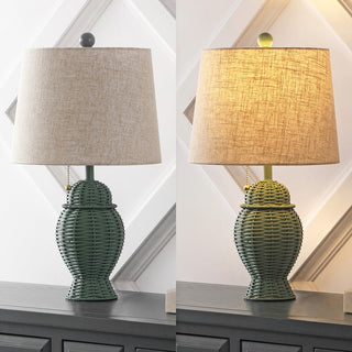Margie Wicker 20.5"  Bohemian Rustic Iron LED Table Lamp - JONATHAN Y