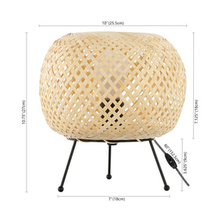 Palma 10.75" Bohemian Rustic Iron/Rattan LED Mini Table Lamp with Smart Bulb - JONATHAN Y