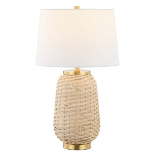 Chakrii 25" Rustic Bohemian Iron/Rattan LED Table Lamp with Pull-Chain - JONATHAN Y