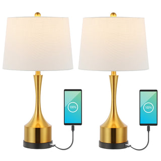 Cooper 26" Classic French Country Iron LED Table Lamp with USB Charging Port - JONATHAN Y
