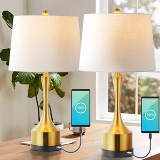 Cooper 26" Classic French Country Iron LED Table Lamp with USB Charging Port - JONATHAN Y