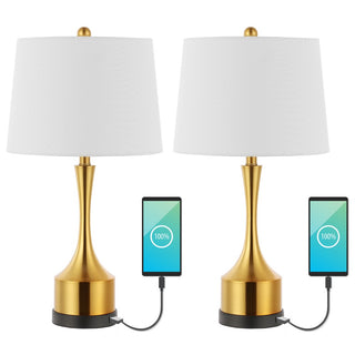 Cooper 26" Classic French Country Iron LED Table Lamp with USB Charging Port - JONATHAN Y