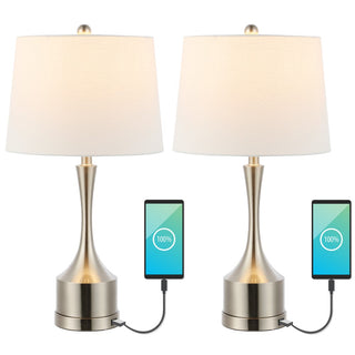 Cooper 26" Classic French Country Iron LED Table Lamp with USB Charging Port - JONATHAN Y