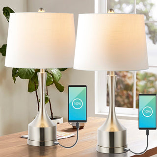 Cooper 26" Classic French Country Iron LED Table Lamp with USB Charging Port - JONATHAN Y