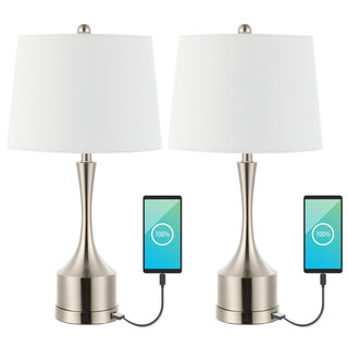 Cooper 26" Classic French Country Iron LED Table Lamp with USB Charging Port - JONATHAN Y