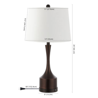 Cooper 26" Classic French Country Iron LED Table Lamp with USB Charging Port - JONATHAN Y