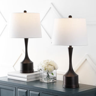 Cooper 26" Classic French Country Iron LED Table Lamp with USB Charging Port - JONATHAN Y