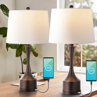 Cooper 26" Classic French Country Iron LED Table Lamp with USB Charging Port - JONATHAN Y