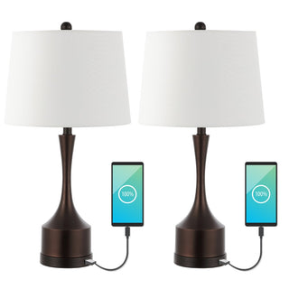 Cooper 26" Classic French Country Iron LED Table Lamp with USB Charging Port - JONATHAN Y