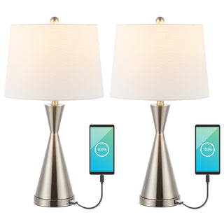 Colton 26" Classic French Country Iron LED Table Lamp with USB Charging Port - JONATHAN Y