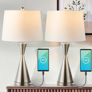 Colton 26" Classic French Country Iron LED Table Lamp with USB Charging Port - JONATHAN Y