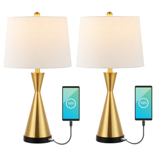 Colton 26" Classic French Country Iron LED Table Lamp with USB Charging Port - JONATHAN Y