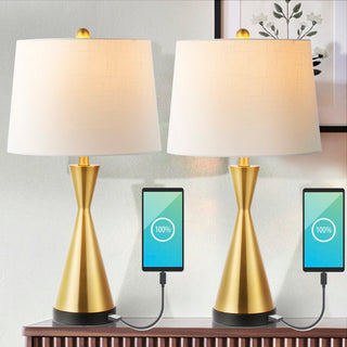 Colton 26" Classic French Country Iron LED Table Lamp with USB Charging Port - JONATHAN Y