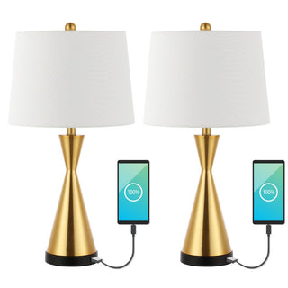Colton 26" Classic French Country Iron LED Table Lamp with USB Charging Port - JONATHAN Y