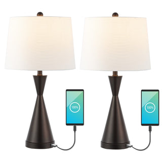Colton 26" Classic French Country Iron LED Table Lamp with USB Charging Port - JONATHAN Y