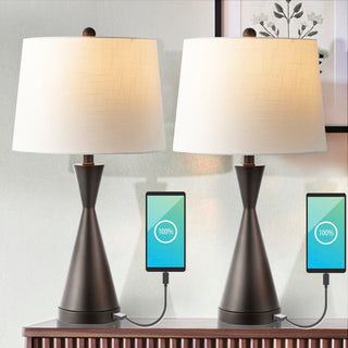 Colton 26" Classic French Country Iron LED Table Lamp with USB Charging Port - JONATHAN Y
