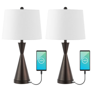 Colton 26" Classic French Country Iron LED Table Lamp with USB Charging Port - JONATHAN Y